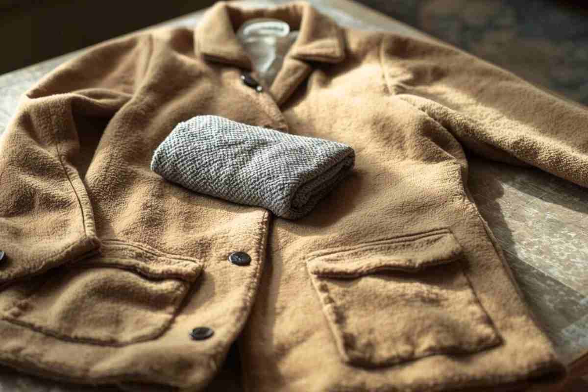 cappotto appoggiato con panno in microfibra sopra