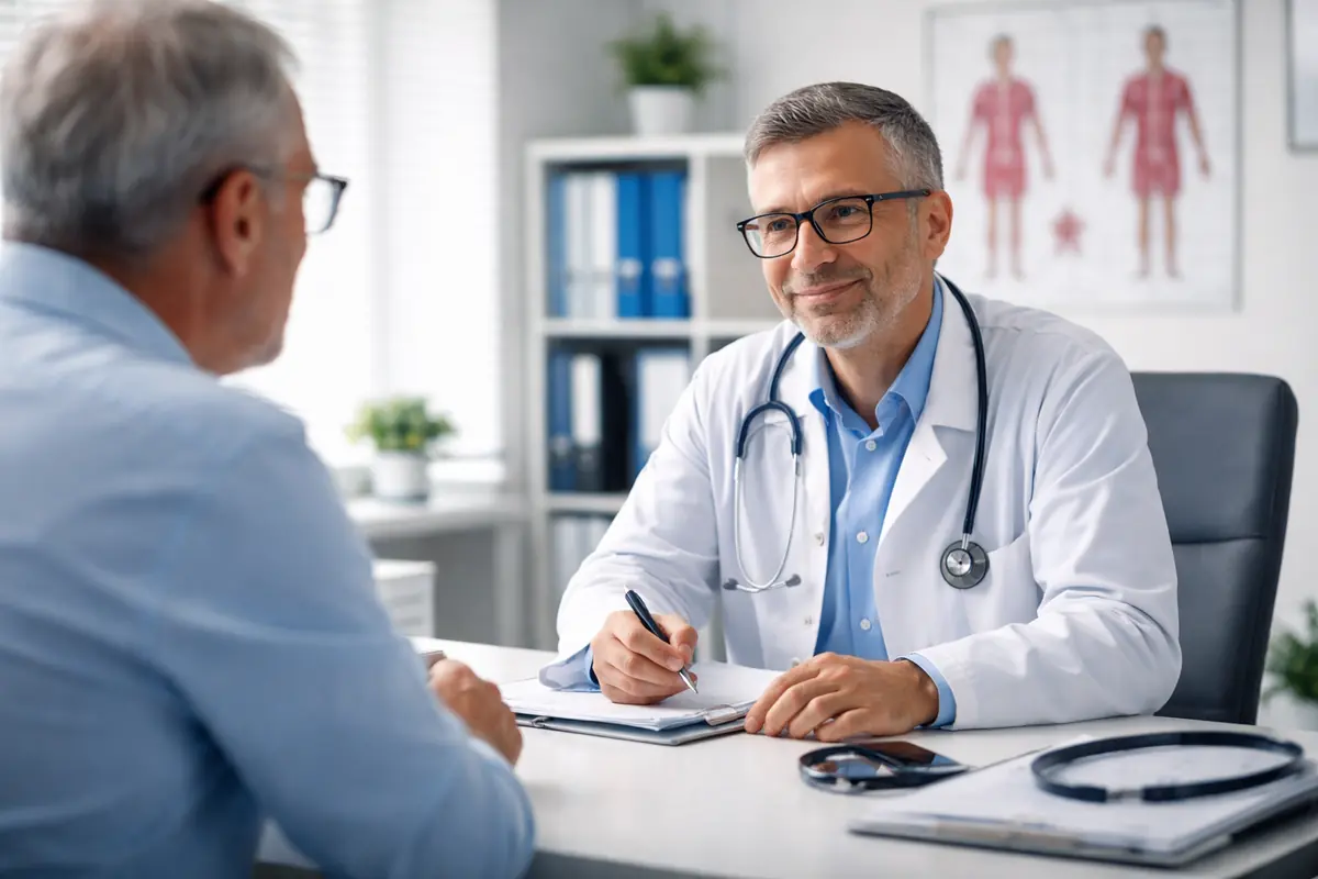 Medico di famiglia a colloquio con un paziente